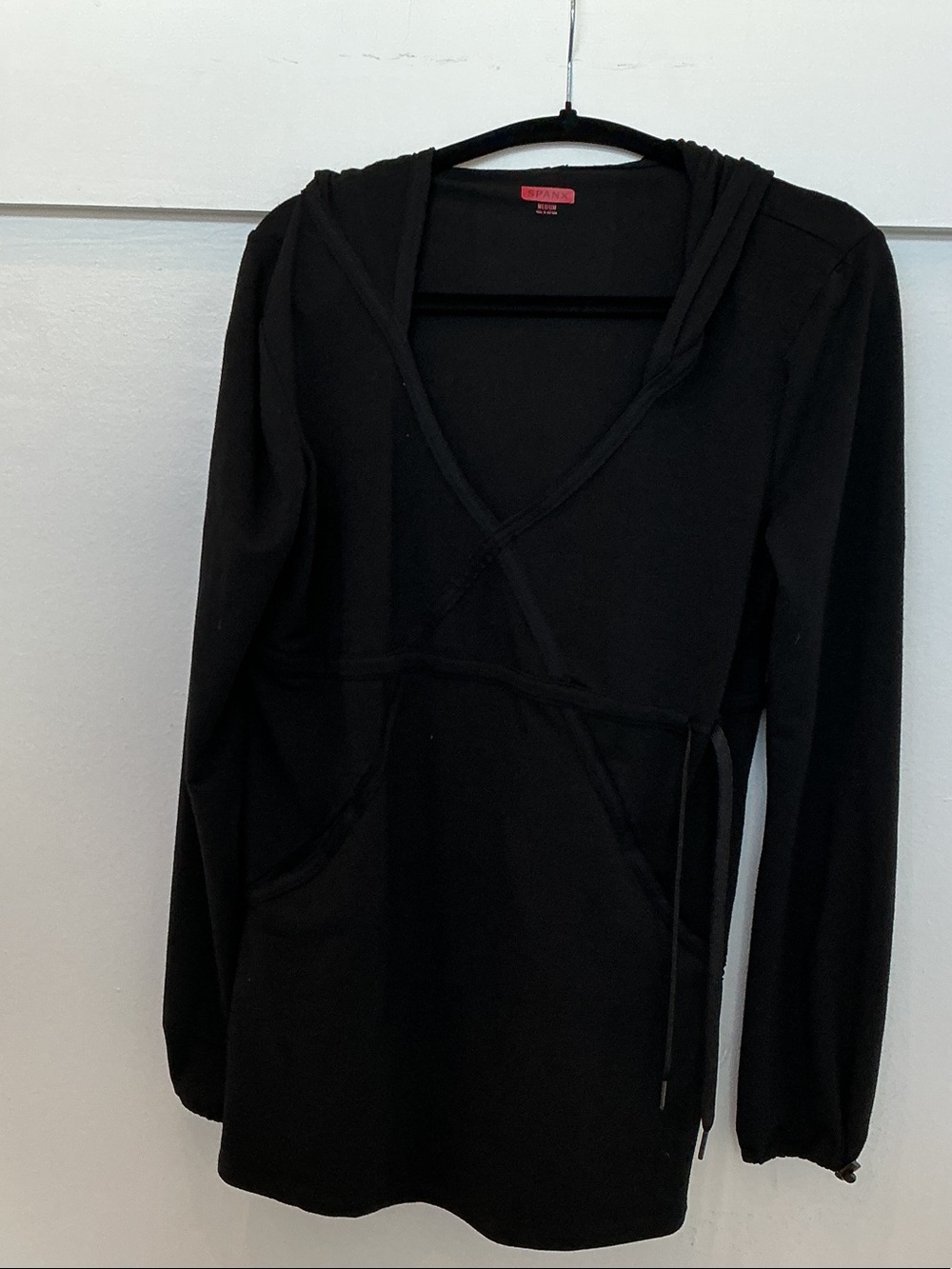 SPANX Black Long-Sleeve Hooded Tunic Dress